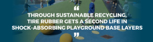 Through sustainable recyling, tire rubber gets a second life in shock-absorbing playground base layers.