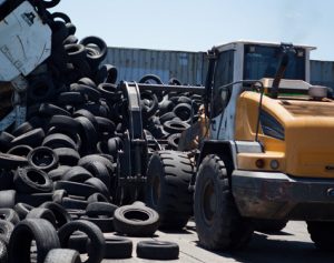 Truck collecting ELT (End-of-Life Tires)
